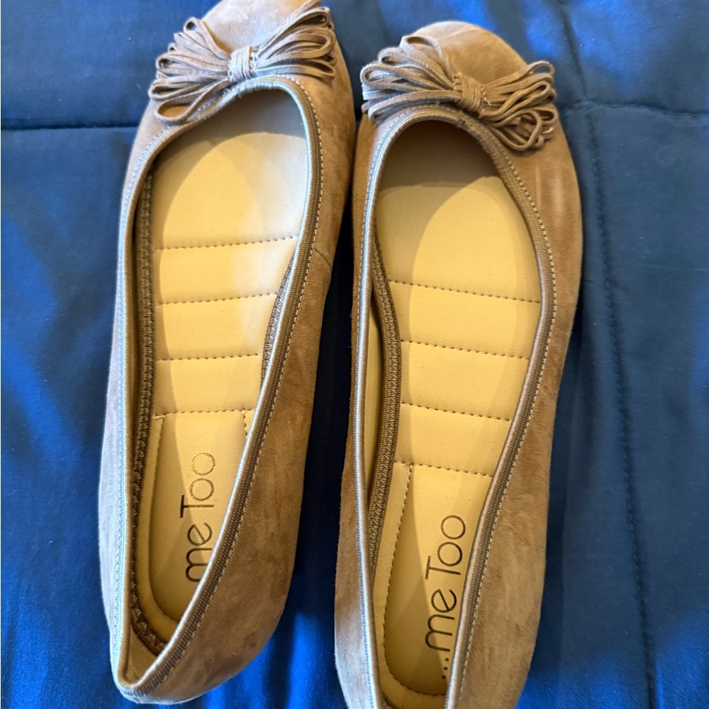 Me Too Tan Flats with Bow Detail